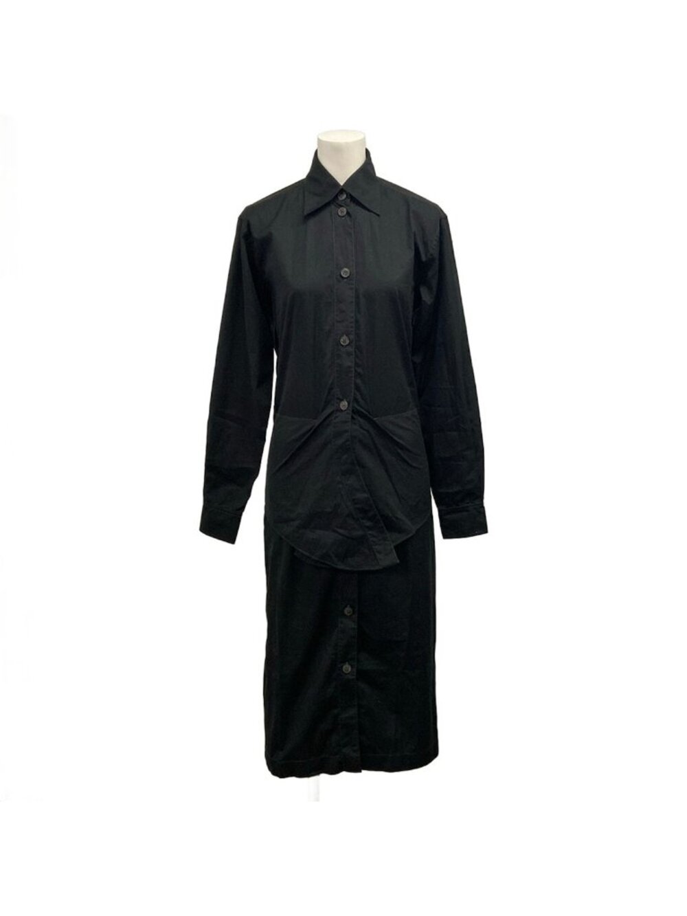 Hermes Dress S Martin Margiela Era Black Shirt Long Sleeve Length Cotton 34